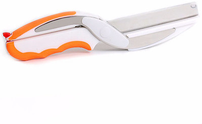 wishpool Clever Cutter 2 In 1 Multi-Function Kitchen Scissors Cutter Knife&Board Stainless Steel Vegetable Cutter Chopper(Orange) available at flipkart for Rs.299