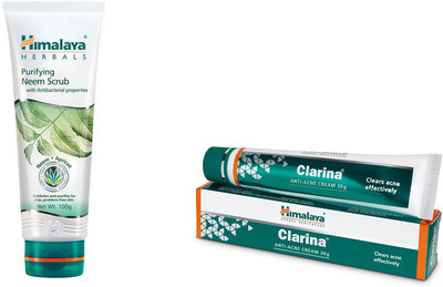 Himalaya Purifying Neem Scrub, Clarina Anti Acne Cream(Set of 2)