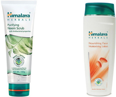 

Himalaya Purifying Neem Scrub, Nourishing Face Moisturizing Lation(Set of 2)