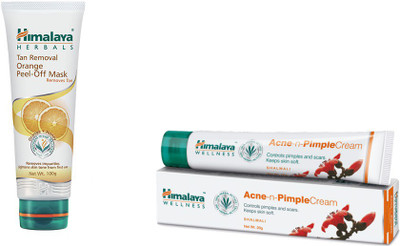 

Himalaya Tan Removal Orange Peel Off Mask, Acne n Pimple Cream(Set of 2)
