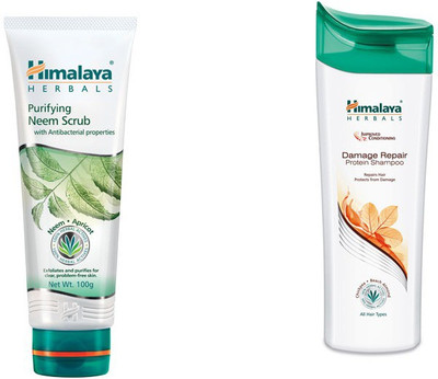 

Himalaya Purifying Neem Scrub, Damage Repair Protein Shampoo(Set of 2)