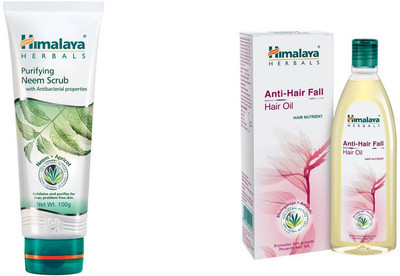 

Himalaya Purifying Neem Scrub, Anti Hair Fall Hair Oil(Set of 2)