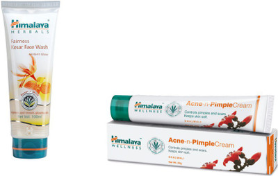 

Himalaya Fairness Kesar Face Wash, Acne n Pimple Cream(Set of 2)