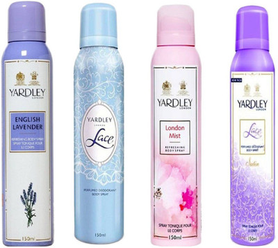 

yardley yar Deodorant Spray - For Men & Women(150 ml, Pack of 4)