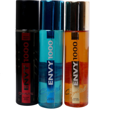 

Envy 1000 vegas night, divine, magic Perfume Body Spray - For Men & Women(390 ml, Pack of 3)