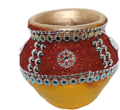 

Sarvsiddhi Terracotta Karwa for Karwa Chauth Terracotta Table Diya(Height: 13 inch)
