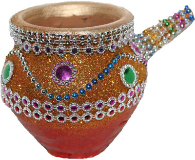 

Sarvsiddhi Terracotta Handmade Designer Karwa for Karwa Chauth Terracotta Table Diya(Height: 13 inch)