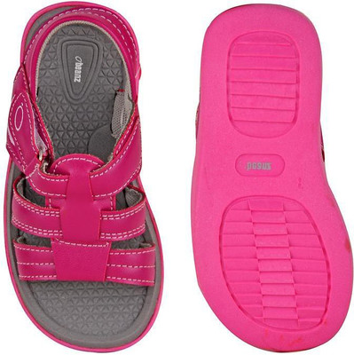 

Beanz Girls Velcro Strappy Sandals(Pink, Pink/grey
