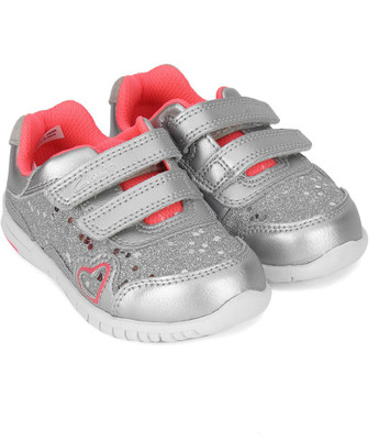 Clarks Boys Velcro Moccasins(Silver, Silver metallic