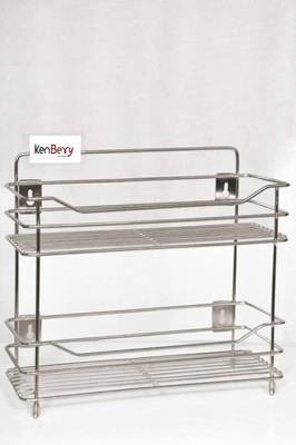 

Kenberry Double Bottle Rack Stainless Steel Kitchen Rack(Silver)