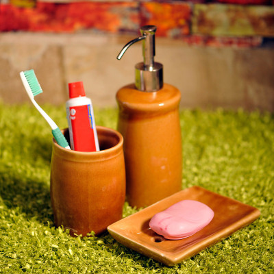 

ExclusiveLane Elegant Ceramic Bathroom Accessory Set Of 3 420 ml Soap Dispenser(Yellow)