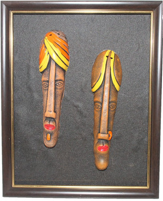 

Sarvsiddhi Sarvsiddhi Wall Hanging Frame With Terracotta Village Couple Mask Decorative Showpiece - 27 cm(Terracotta, Multicolor)