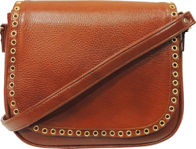 

MEX Women Casual Tan Genuine Leather Sling Bag