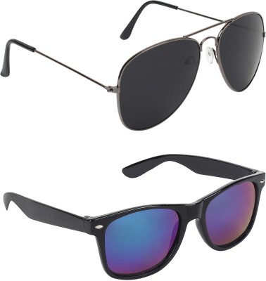 

Abner Aviator, Wayfarer Sunglasses(Black, Multicolor