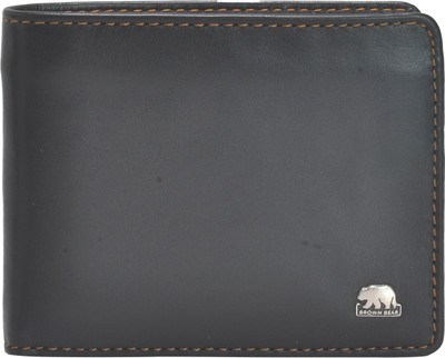 

BROWN BEAR Men Black, Tan Genuine Leather Wallet(4 Card Slots), Black;camel
