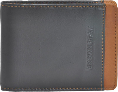 

BROWN BEAR Men Black, Tan Genuine Leather Wallet(4 Card Slots), Black;camel