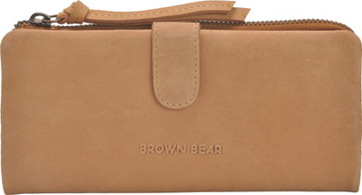 

BROWN BEAR Women Beige Genuine Leather Wallet(12 Card Slots)