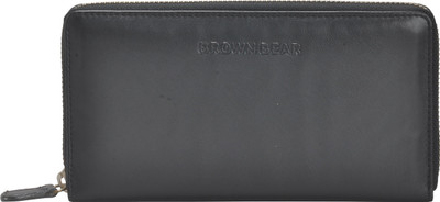 

BROWN BEAR Women Formal Black Genuine Leather Wallet(12 Card Slots)
