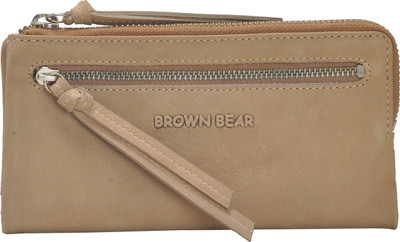 

BROWN BEAR Women Casual Beige Genuine Leather Wallet(12 Card Slots)