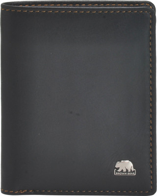 

BROWN BEAR Men Black, Tan Genuine Leather Wallet(4 Card Slots), Black;camel