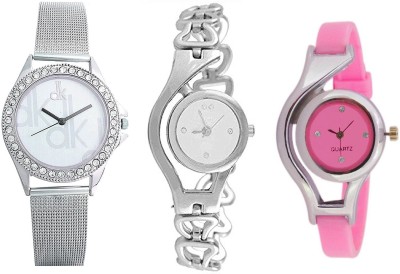 keepkart Glory Chain Pink Pu Strap And Dk Sefar Chain Watches Combo PAck Of - 3 For woman And Girls Watch  - For Girls   Watches  (Keepkart)