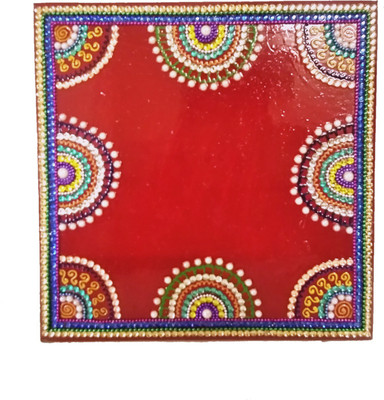 

My Creations Square Wooden Pooja Chowki(Multicolor, Pack of 1)
