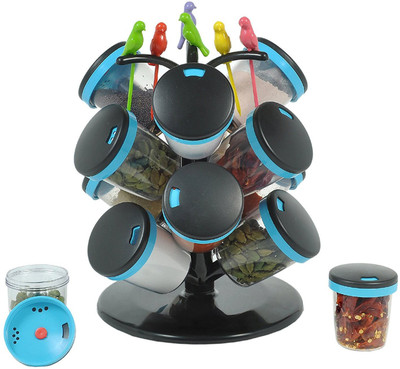 Floraware 12-Jar Cute Revolving Spice Masala Box Rack with Fruit Fork Spice Set(Plastic) available at flipkart for Rs.439