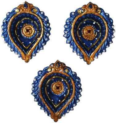 

Craft Junction Set of 3 Colourfull Decorative Diya Terracotta (Pack of 3) Table Diya Set(Height: 1 inch)