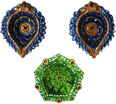 

Craft Junction Set of 3 Decorative Diyas Terracotta (Pack of 3) Table Diya Set(Height: 1 inch)