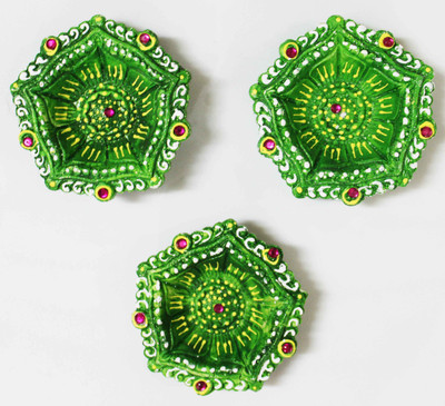 

Craft Junction Terracotta (Pack of 3) Table Diya Set(Height: 1 inch)