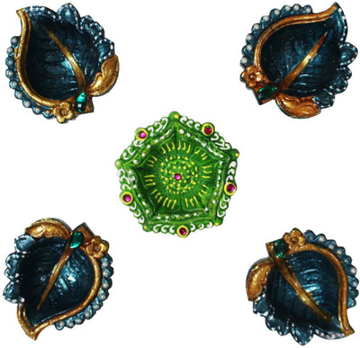 

Craft Junction Set of 5 Decorative Diya Terracotta (Pack of 5) Table Diya Set(Height: 1 inch)