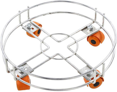 EasyHome Stainess Steel Gas Cylinder Trolley With Wheels Gas Cylinder Trolley(Silver)