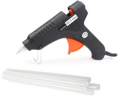 

glun Black 60 Watt Glue Gun With 5 Transparent Sticks Standard Temperature Corded Glue Gun(11 mm)