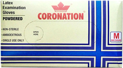 Coronation LATEX POWDERED EXAMINATION GLOVES MEDIUM Latex Examination Gloves(Pack of 100)