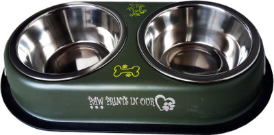 

Petshop7 Green 1800 Ml Dog Double Dinner Set Oval Steel Pet Bowl & Bottle(1800 ml Green)