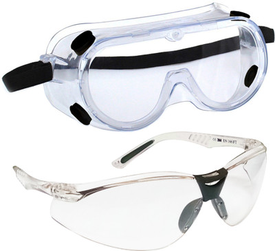 

Arex 3M 1621 CHEMICAL SPLASH SAFETY GOGGLES & 3M VIRTUA V3-IN EYE PROTECTION GLASSES Power Tool, Laboratory, Wood-working Safety Goggle(Free-size)