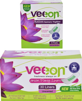 

Veeon 2 Boxes of Anion Strip sanitary napkins(8 piece) plus Panty Liner(30 pieces) Pantyliner(Pack of 38)
