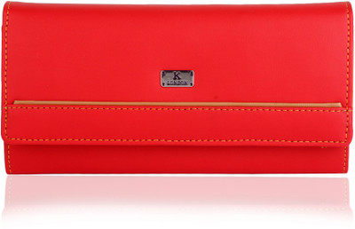 

K London Women Red, Beige Artificial Leather Wallet(4 Card Slots)