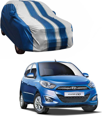 Purpleheart Car Cover For Hyundai i10 (With Mirror Pockets)(White, Blue)