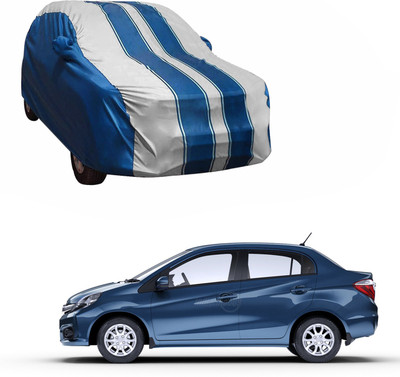 Purpleheart Car Cover For Honda Amaze (With Mirror Pockets)(White, Blue)