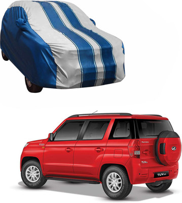 Purpleheart Car Cover For Mahindra TUV300 (With Mirror Pockets)(White, Blue)