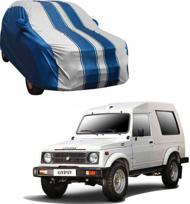 Purpleheart Car Cover For Maruti Suzuki Gypsy (With Mirror Pockets)(White, Blue)