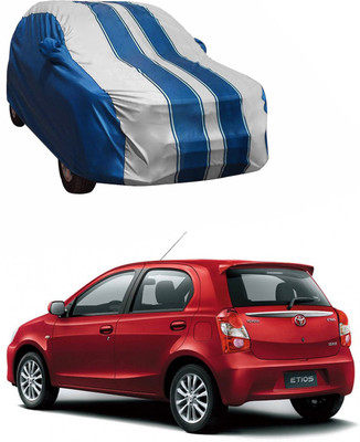 Purpleheart Car Cover For Toyota Etios (With Mirror Pockets)(White, Blue)