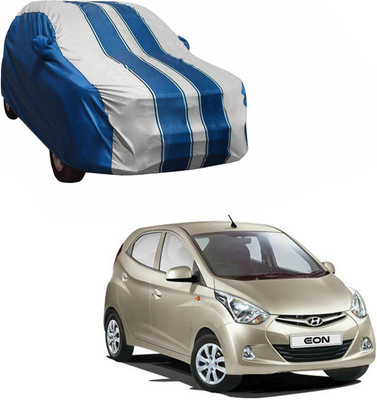 Purpleheart Car Cover For Hyundai Eon (With Mirror Pockets)(White, Blue)