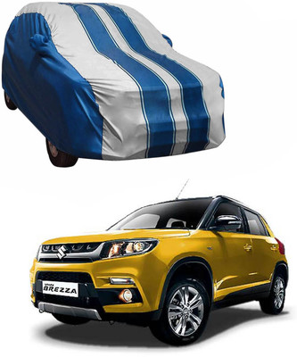 Purpleheart Car Cover For Maruti Suzuki Vitara Brezza (With Mirror Pockets)(White, Blue)
