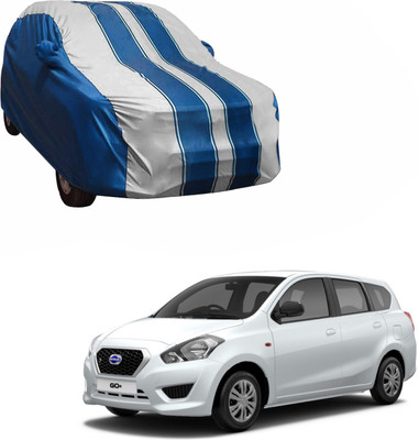 Purpleheart Car Cover For Datsun Go+ (With Mirror Pockets)(White, Blue)