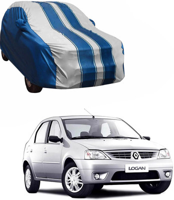 Purpleheart Car Cover For Renault Logan (With Mirror Pockets)(White, Blue)