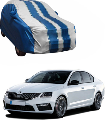 Purpleheart Car Cover For Skoda Laura (With Mirror Pockets)(White, Blue)