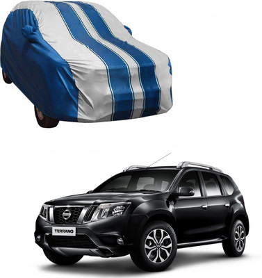Purpleheart Car Cover For Nissan Terrano (With Mirror Pockets)(White, Blue)