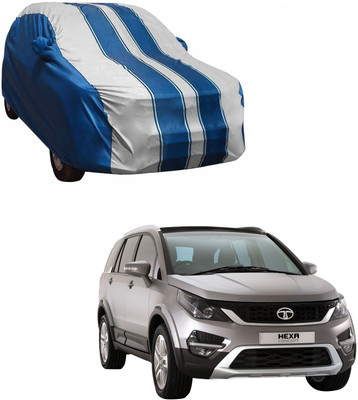 Purpleheart Car Cover For Tata Hexa (With Mirror Pockets)(White, Blue)